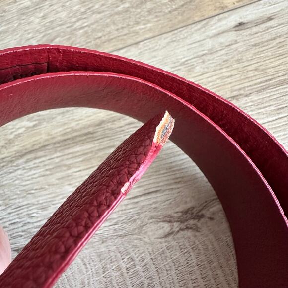 Gap Vegan Leather Pebble Belt Slate Red M - Picture 7 of 10